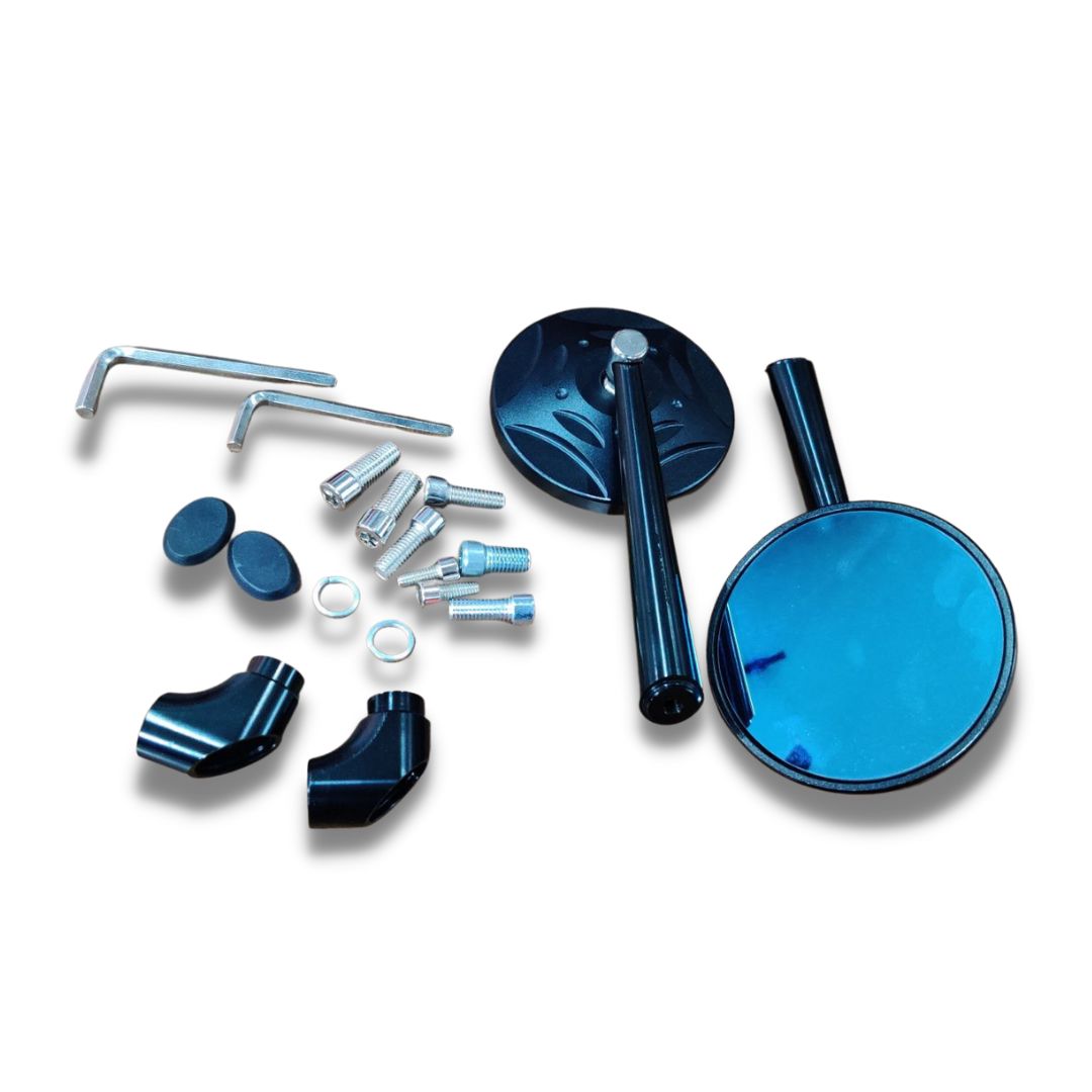 Model No Black Box Round Bike Mirror with Stylish Black Handle Univ Sans Classic Parts