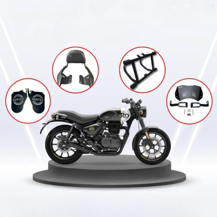 Royal Enfield Hunter 350 Footrest, Backrest, Crash Guard Visor Combo