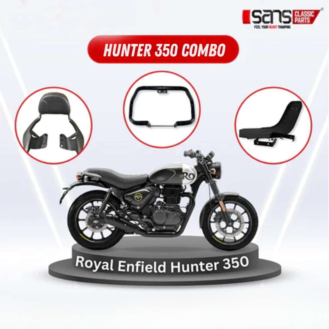 Royal Enfield Hunter 350 Backrest, Crash Guard Bash Plate Combo