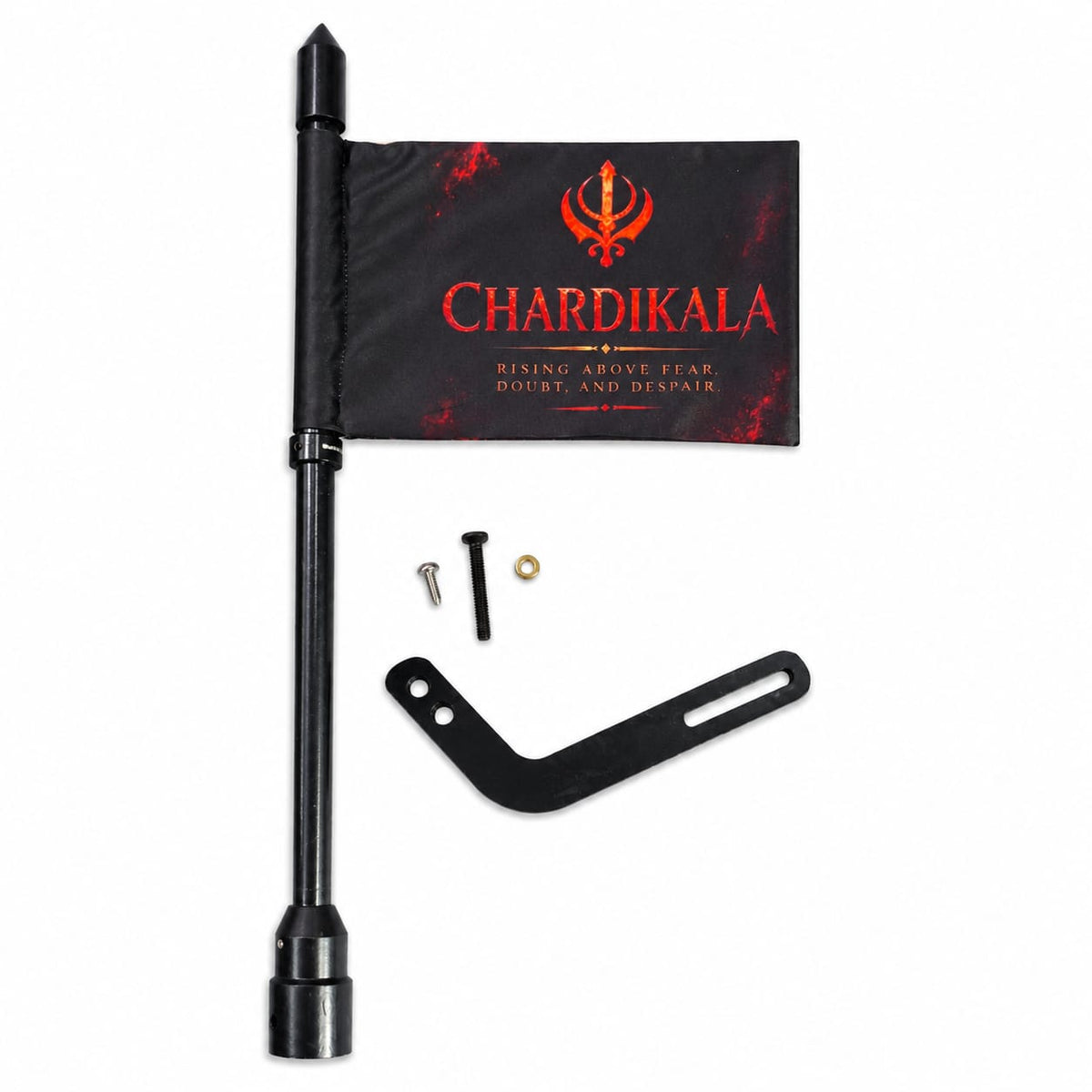 Extendable Premium Flag rod with Chardi kala Print Flag -Viral