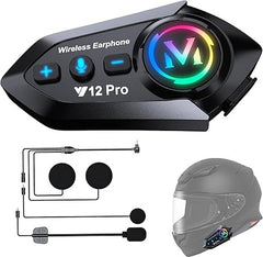 V12 PRO Motorcycle Helmet Intercom Bluetooth Speaker Earphone