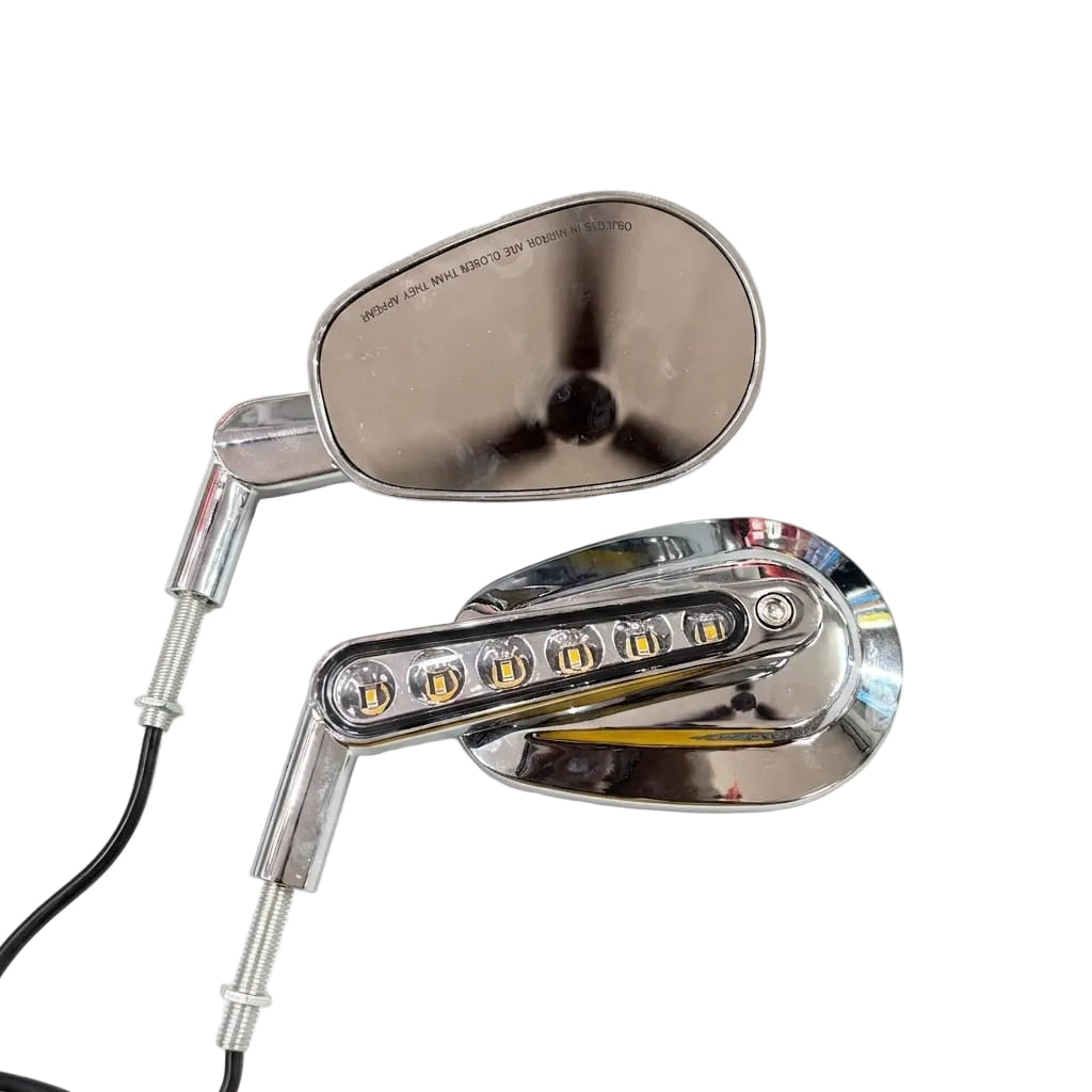 Harley Mirrors Muscle Rear Mirror with LED Turn Signals -Chrome