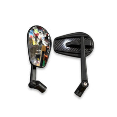 Black Carbon Fibre Pattern Heavy Duty Rear View Mirror for all Motorcycle