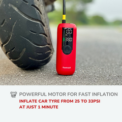 Fleettrack Smart Tyre Inflator for Cars & Bikes | 150 PSI | 4000 mAh Battery | Type C Port | Digital Display | 5 Air Fill Modes | LED Light | Multiple Modes | Multiple Nozzles