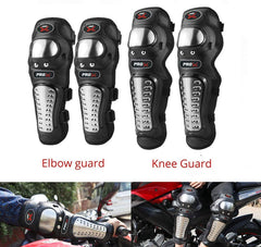 Probiker Pro-X Alloy Stainless Steel Knee Guard Flexible Breathable Adjustable Knee Shin Armor Elbow Protector for Bikers and Riders (Black)