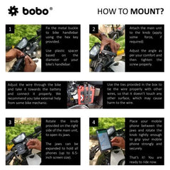 BOBO BM1 Jaw-Grip Bike Phone Holder (with fast USB 3.0 charger) Motorcycle Mobile Mount