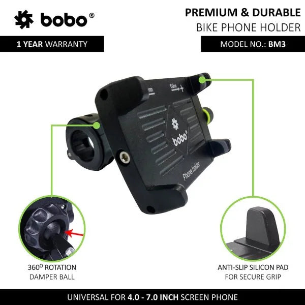 BOBO BM3 Claw-Grip Aluminium Bike  Cycle Phone Holder Motorcycle Mobile Mount