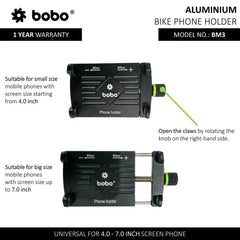 BOBO BM3 Claw-Grip Aluminium Bike  Cycle Phone Holder Motorcycle Mobile Mount