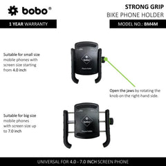 BOBO BM4M Jaw-Grip Bike / Cycle Phone Holder Motorcycle Mobile Mount