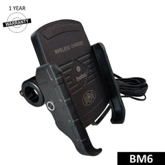 BOBO BM6 Jaw-Grip Bike Phone Holder (with Fast 15W Wireless Charger) Motorcycle Mobile Mount