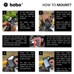 BOBO BM6 Jaw-Grip Bike Phone Holder (with Fast 15W Wireless Charger) Motorcycle Mobile Mount