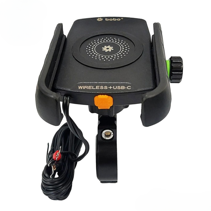 BOBO BM12 Bike Phone Holder with 15W Wireless Charging & USB-C Port