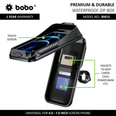 BOBO BM13 Waterproof Zip Box Bike / Cycle Phone Holder Motorcycle Mobile Mount