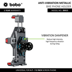 BOBO BM15 Anti-Vibration Metallic Heavy Duty Bike  Cycle Phone Holder Motorcycle Mobile Mount