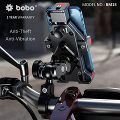 BOBO BM15 Anti-Vibration Metallic Heavy Duty Bike  Cycle Phone Holder Motorcycle Mobile Mount