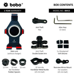 BOBO BM15 Anti-Vibration Metallic Heavy Duty Bike  Cycle Phone Holder Motorcycle Mobile Mount