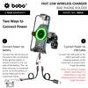 BOBO BM16 Anti-Vibration Metallic Bike Phone Holder (with Fast 15W Wireless Charger) Motorcycle Mobile Mount
