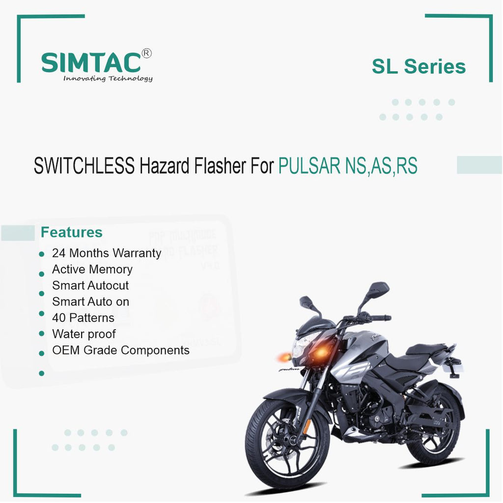 SWITCHLESS [V4.0] Bajaj Pulsar NS/AS - Compatible Simtac PNP Hazard Fl ...