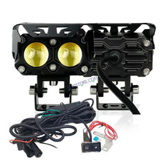HJG Future Eyes 2 Lens with Wiring Kit Foglight 60W 2 Lens Future Eyes Fog Projector Lens 2pc Foglight White/Yellow/Flash Modes 60W Foglight LED Fog Lights White/Yellow/Flash (60W) Universal For All Cars Bikes LIU HJG Future Eyes 2 with Wiring Harness Kit