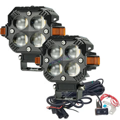 HJG S65  Hazard 4x4 Lens Foglight with Wiring Kit Combo Hazard  4x4 Lens Projector Fog with Wiring 120 Watt