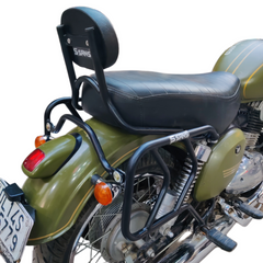 PU Cushion Backrest & Premium Saddle Stay Combo for Jawa 42, Classic, & 42 2.1