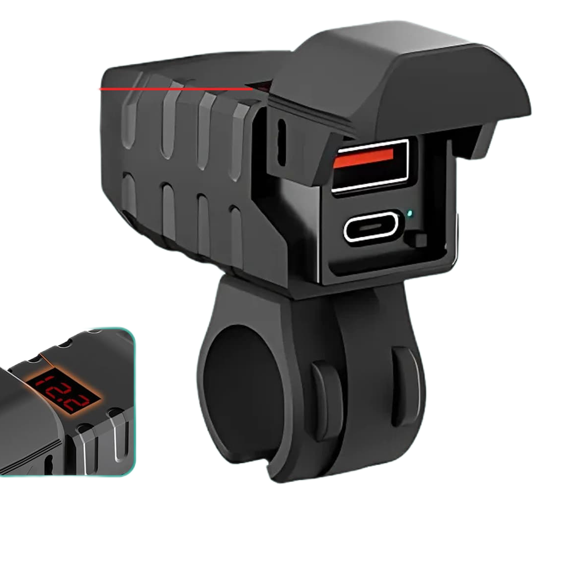 Simtac rapidride pro 51w with USB-A & Type-C charger with voltmeter