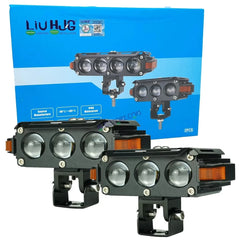 HJG Hazard Series Foglight Triple 3 Lens 120W S61 3 Lens Projector Fog with Red Amber DRL with harness