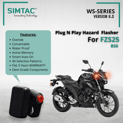 Yamaha FZ 25 | Compatible | Simtac | With Switch [V6.0] | PNP Hazard Flasher / Adapter / Module | FZ25-WS6