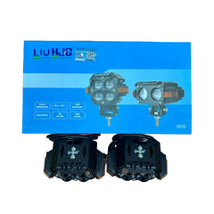 HJG S65 NightBreaker  4×4 Lens 120W LED Projector Fog Lights with DRL | Ultra-Wide Dual-Intensity White/Yellow Fog Lamps | Universal for All Cars & Bikes (2×60W)