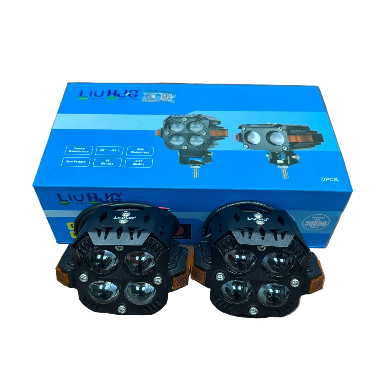 HJG S65 NightBreaker  4×4 Lens 120W LED Projector Fog Lights with DRL | Ultra-Wide Dual-Intensity White/Yellow Fog Lamps | Universal for All Cars & Bikes (2×60W)