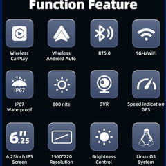 Sash S15 6.25" Motorcycle Wireless Touch Screen