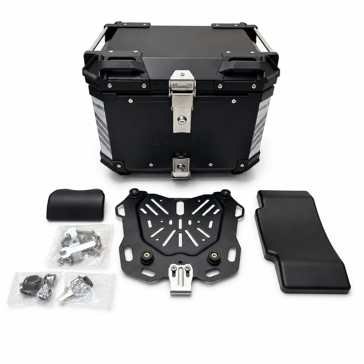 HJG 45L Aluminium Top Box With Back Rest and Extra Locks-Viral