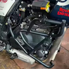 Cross Crash Guard with Delrin Sliders(Round)  for Royal Enfield Scram 411 & Scram  440