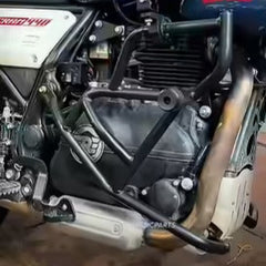 Cross Crash Guard with Delrin Sliders(Round)  for Royal Enfield Scram 411 & Scram  440