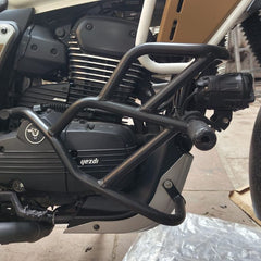 Cross Crash Guard with Delrin (Round) Sliders leg guard/Crash Guard for Yezdi Scrambler and Yezdi Adventure