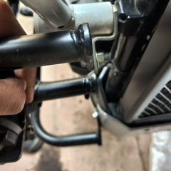 Cross Crash Guard with Delrin (Round) Sliders leg guard/Crash Guard for Yezdi Scrambler and Yezdi Adventure