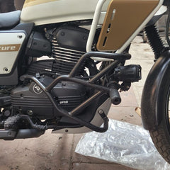 Cross Crash Guard with Delrin (Round) Sliders leg guard/Crash Guard for Yezdi Scrambler and Yezdi Adventure