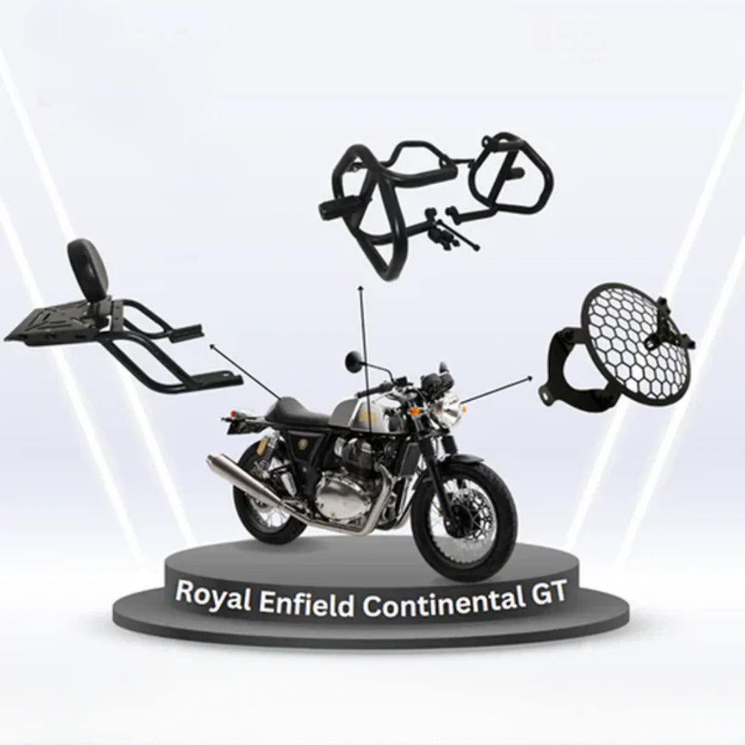 Royal Enfield Continental GT Backrest, Crash Guard & Headlight Grill Combo