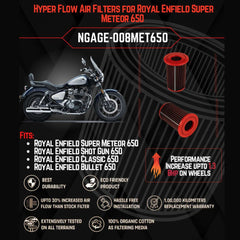 NGAGE Hyper Flow Air Filter for Royal Enfield Super Meteor 650, Shot Gun 650, Classic 650 & Bullet 650