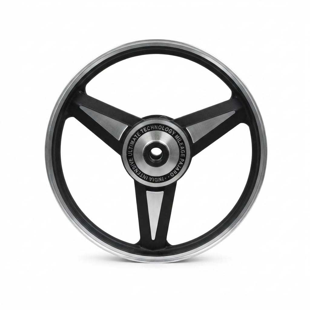 Black Mercedes Alloy wheel for Royal Enfield Classic 350 reborn and Standard batallion Single Disc