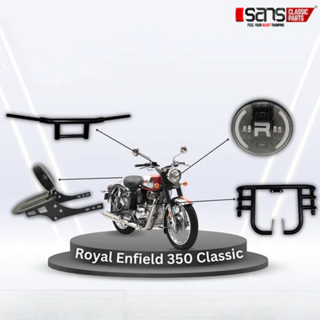 Royal Enfield Classic 350 Backrest, Handle, Headlight & Crash Guard Combo