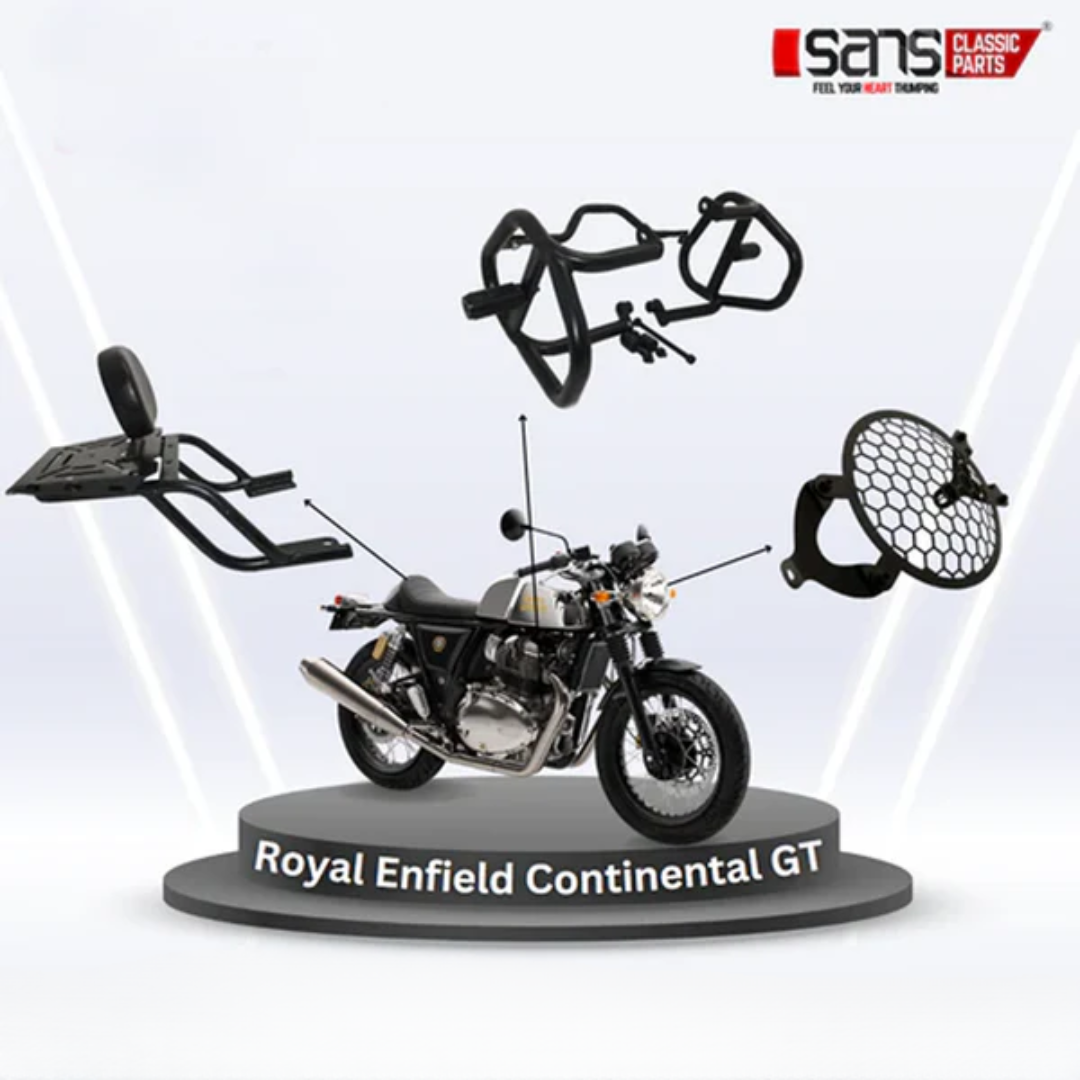 Royal Enfield Continental GT Backrest, Crash Guard & headlight grill Combo