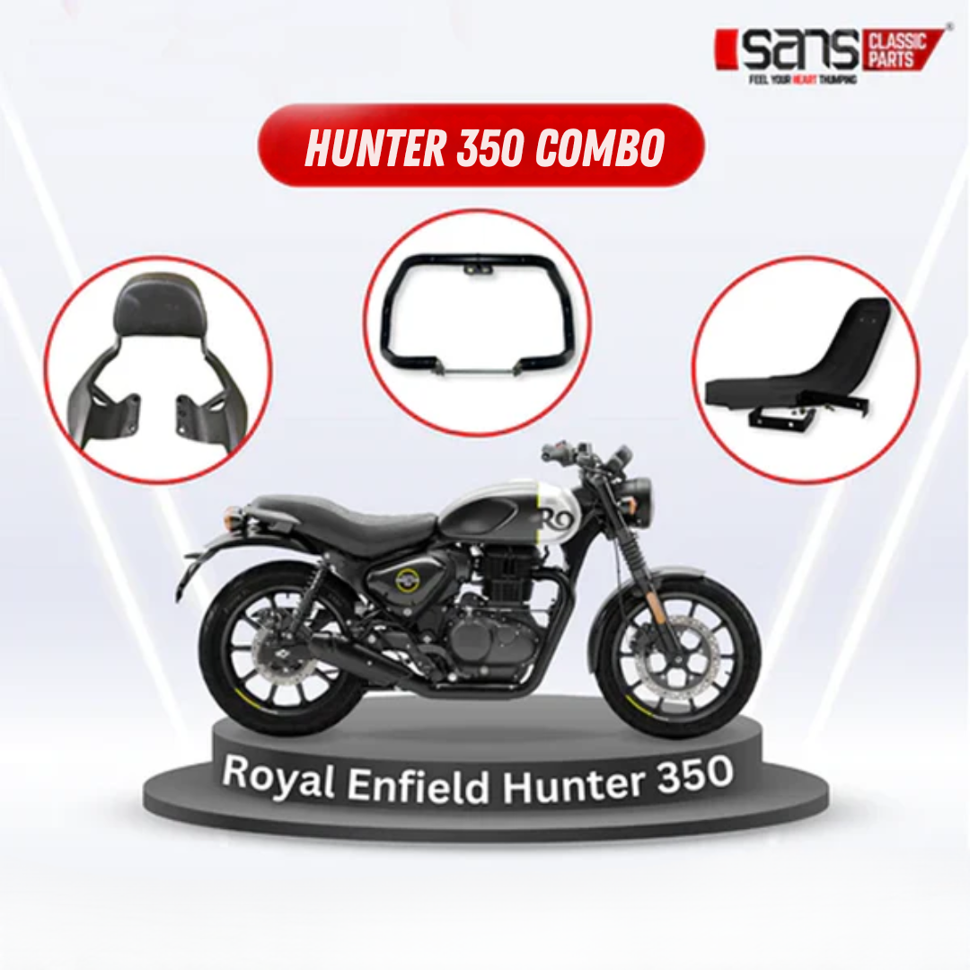 Royal Enfield Hunter 350 Backrest,Crash Guard & Bash Plate Combo