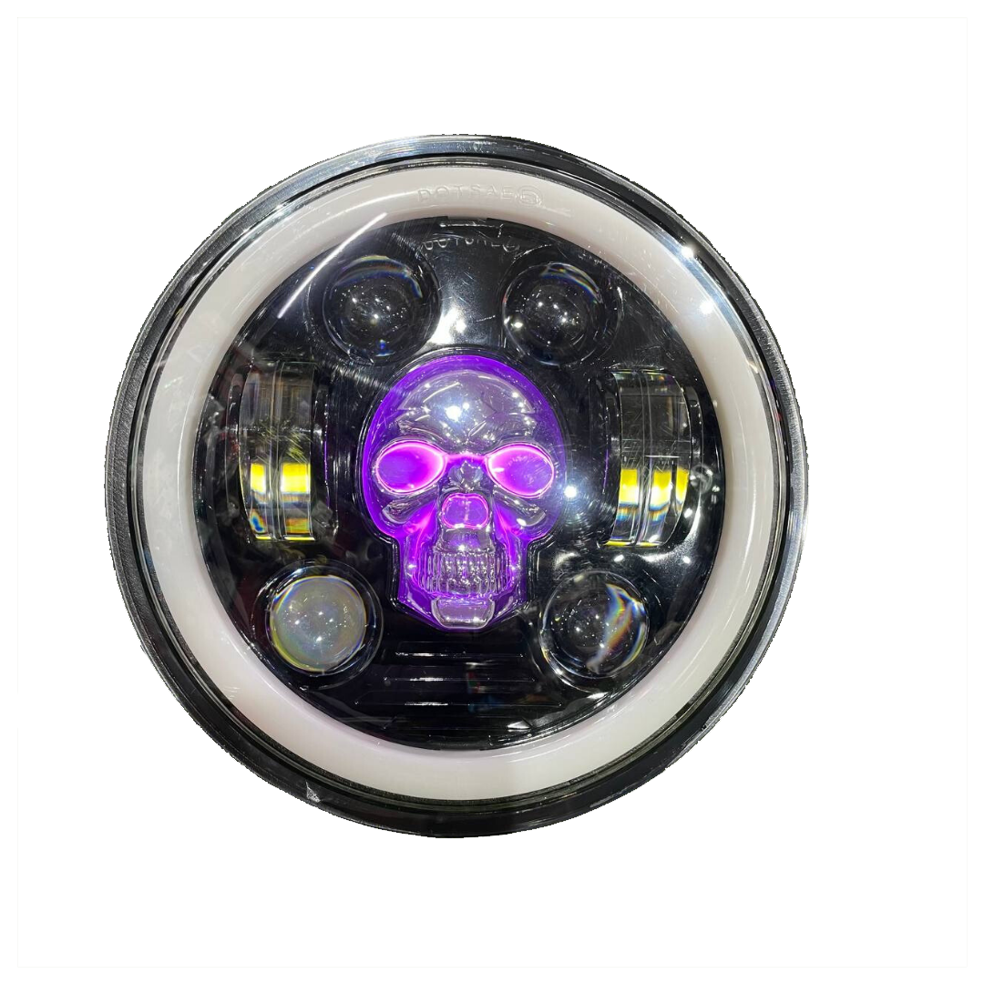 110 Watts Skull/Ghost Headlight for Jawa 42 Bobber ,Yezdi Roadster, Ha ...