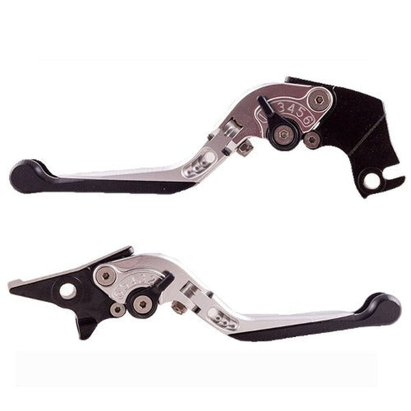 Royal Enfield (Silver and Black Set of 2) Sans Moxi Foldable 6 Adjustment Clutch and Brake Lever