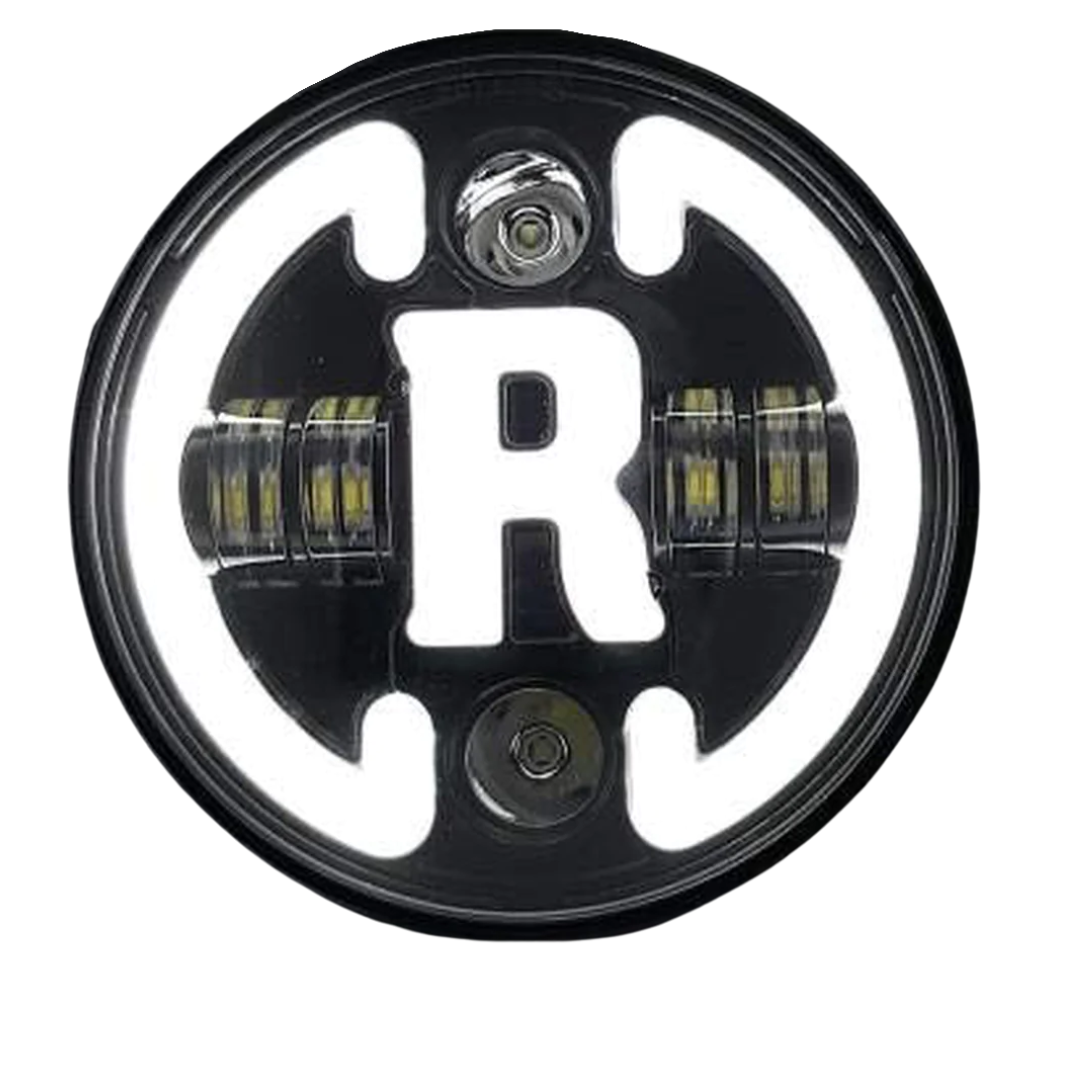 R Logo 4 Projector Cut DRL LED Headlight for All Royal Enfield Models