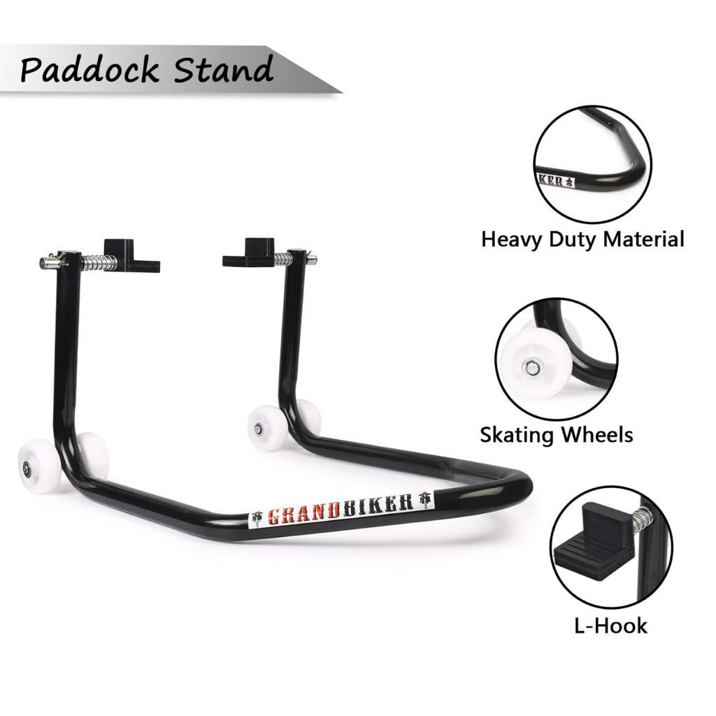 Universal Fit Grandbiker Rear Paddock Stand with Swing Arm Rest (Black)