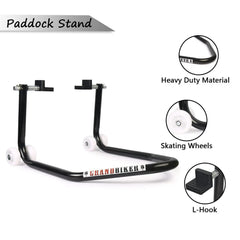 Universal Fit Grandbiker Rear Paddock Stand with Swing Arm Rest (Black)