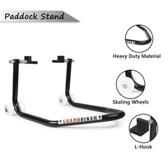 Universal Fit Grandbiker Rear Paddock Stand with Swing Arm Rest (Black)