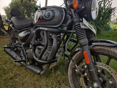 Cross Crash Guard with Delrin Sliders(Round) leg guard/Crash Guard for Royal Enfield Hunter 350,Meteor ,Reborn, Standard 350 T1